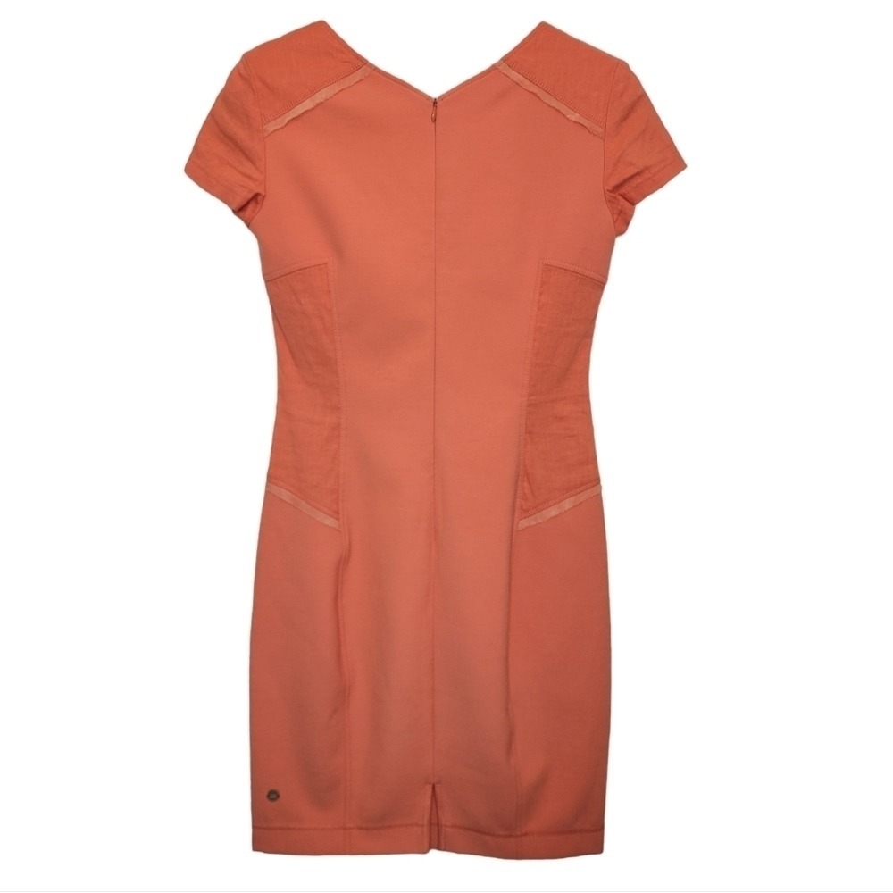VTG HUGO BOSS‎ Short Sleeve Sheath Dress Sz 2 Orange Business Casual Old Money - Picture 3 of 13